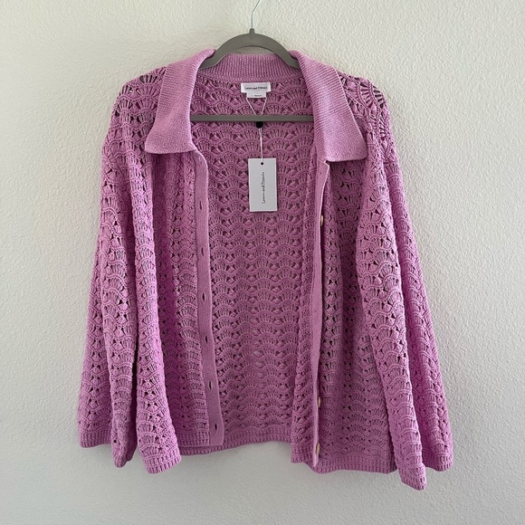 NWT LOVERS & FRIENDS | Pink Cotton Estie Pointelle Knit Top & Pant SET | Size S - Picture 7 of 14